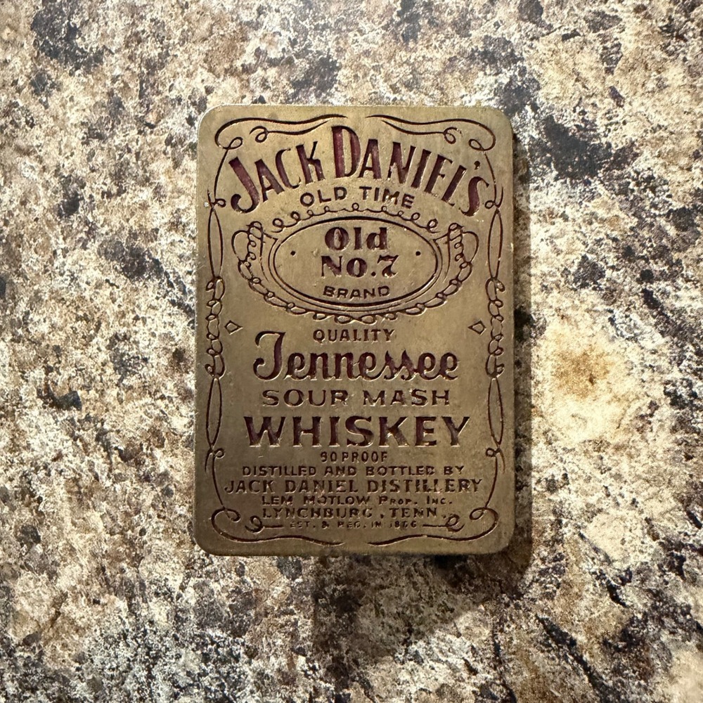 Vintage Jack Daniels Old No. 7 Tennessee Whiskey Belt Buckle Brass Tone